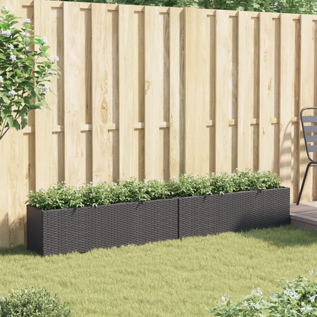 Fioriere Vidaxx con 3 vasi 2 pz 105x30x32 cm polyrattan nero