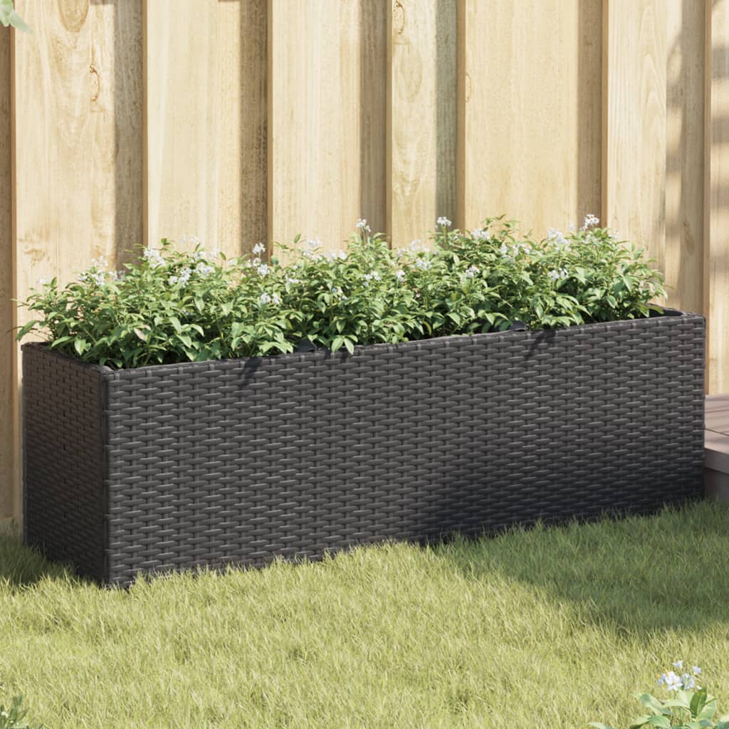 Fioriere Vidaxx con 3 vasi 2 pz 105x30x32 cm polyrattan nero