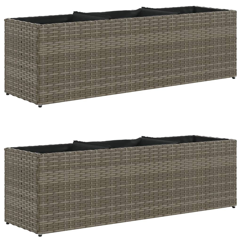 Fioriere Vidaxx con 3 vasi 2 pz 105x30x32 cm polyrattan grigio
