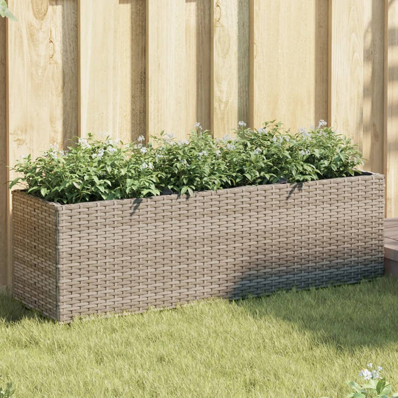 Vidaxl plantenbakken met 3 potten 2 st 105x30x32 cm poly rattan grijs