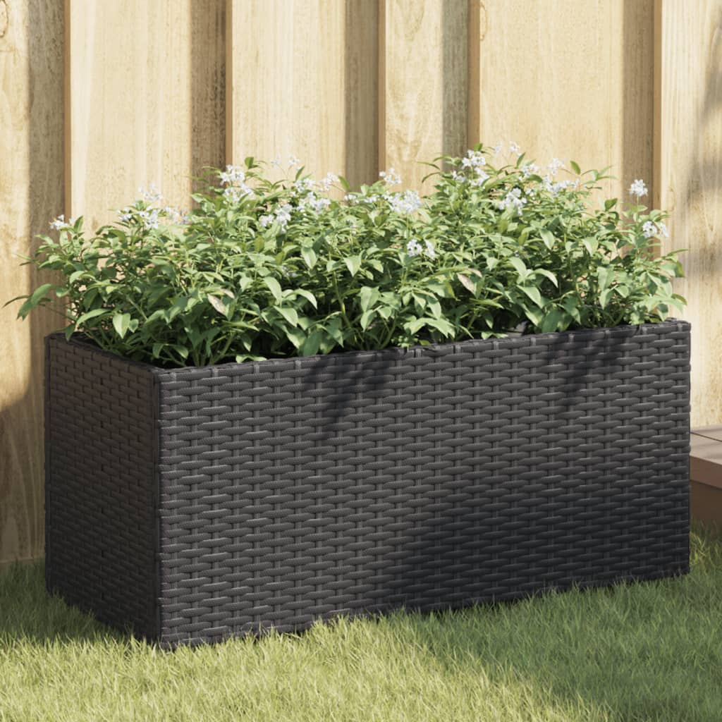Vidaxx maceteros con 2 maceteros 2 piezas 72x30x32 cm polirratán negro