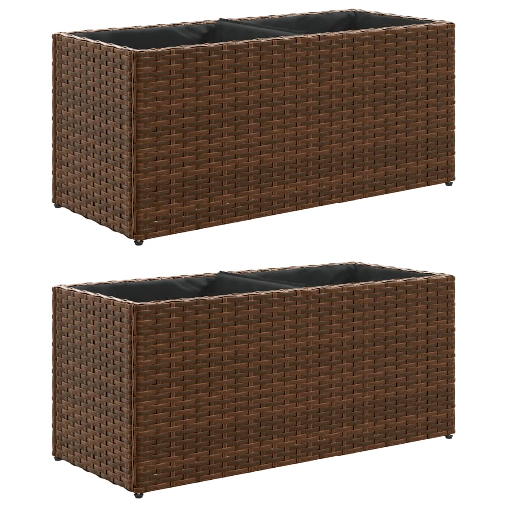 Vidaxx maceteros con 2 maceteros 2 piezas 72x30x32 cm polirratán marrón