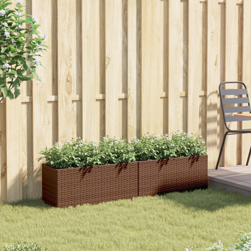 Vidaxx maceteros con 2 maceteros 2 piezas 72x30x32 cm polirratán marrón