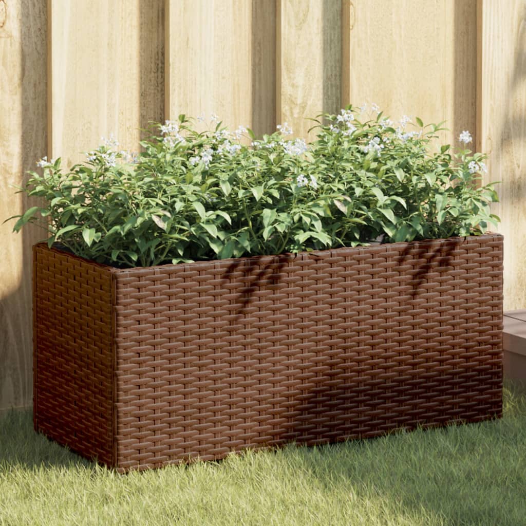 Vidaxx maceteros con 2 maceteros 2 piezas 72x30x32 cm polirratán marrón