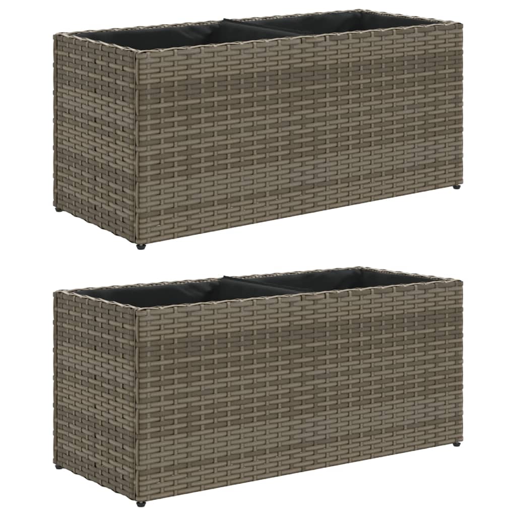 Vidaxx jardineras con 2 maceteros 2 piezas 72x30x32 cm polirratán gris