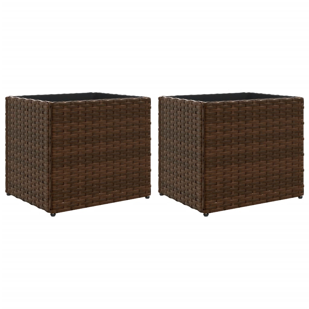 Vidaxx maceteros 2 piezas 36x30x32 cm polirratán marrón
