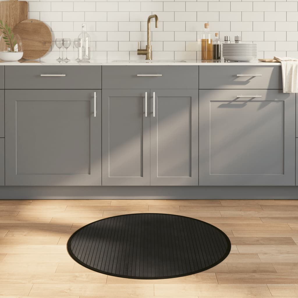 VidaXL alfombra redonda 80 cm bambú negro
