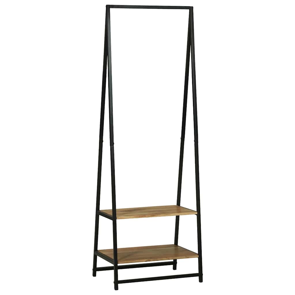 Vidaxl kledingrek met plank zwart 60 x 45 x 180 cm massief acaciahout