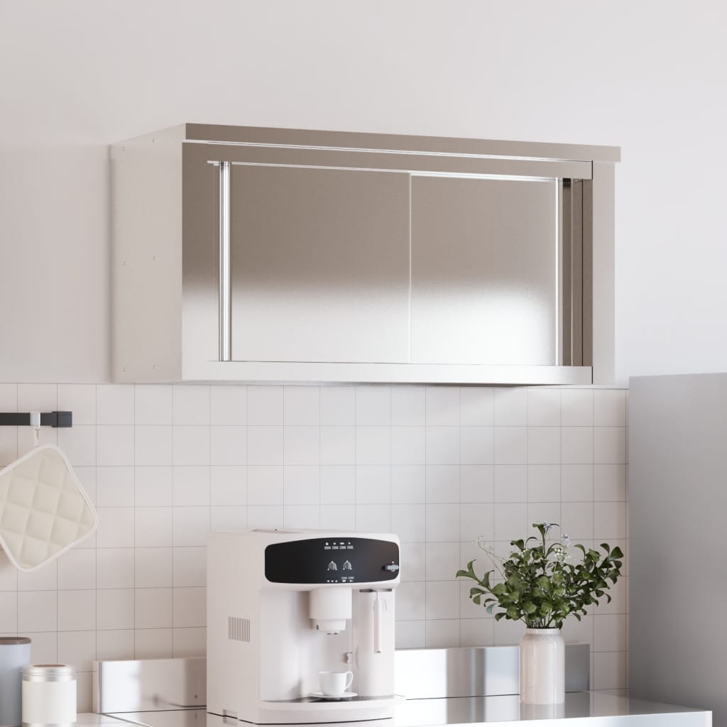 vidaXL Pensile da Cucina con Ante Scorrevoli in Acciaio Inox