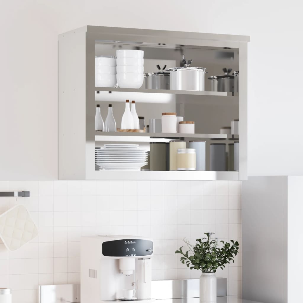 vidaXL Pensile da Cucina con Ripiani in Acciaio Inox