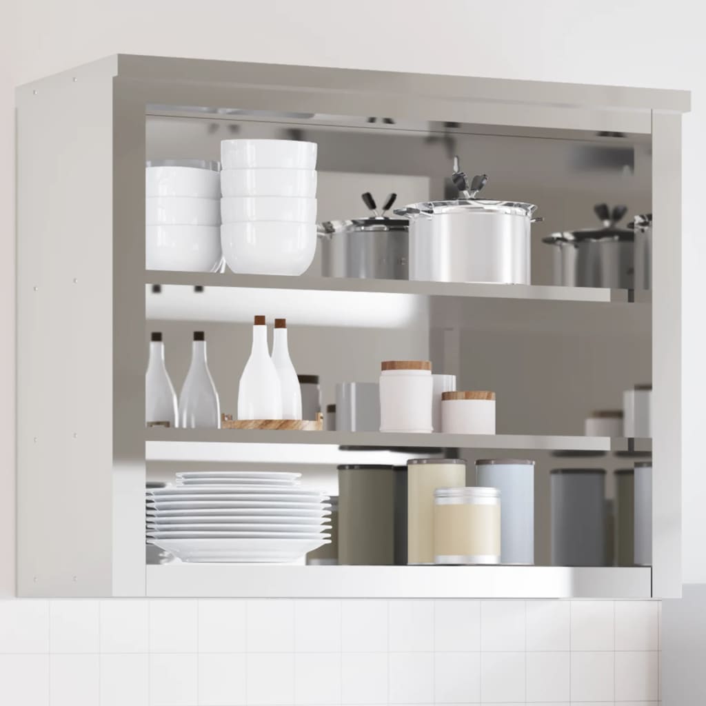 vidaXL Pensile da Cucina con Ripiani in Acciaio Inox