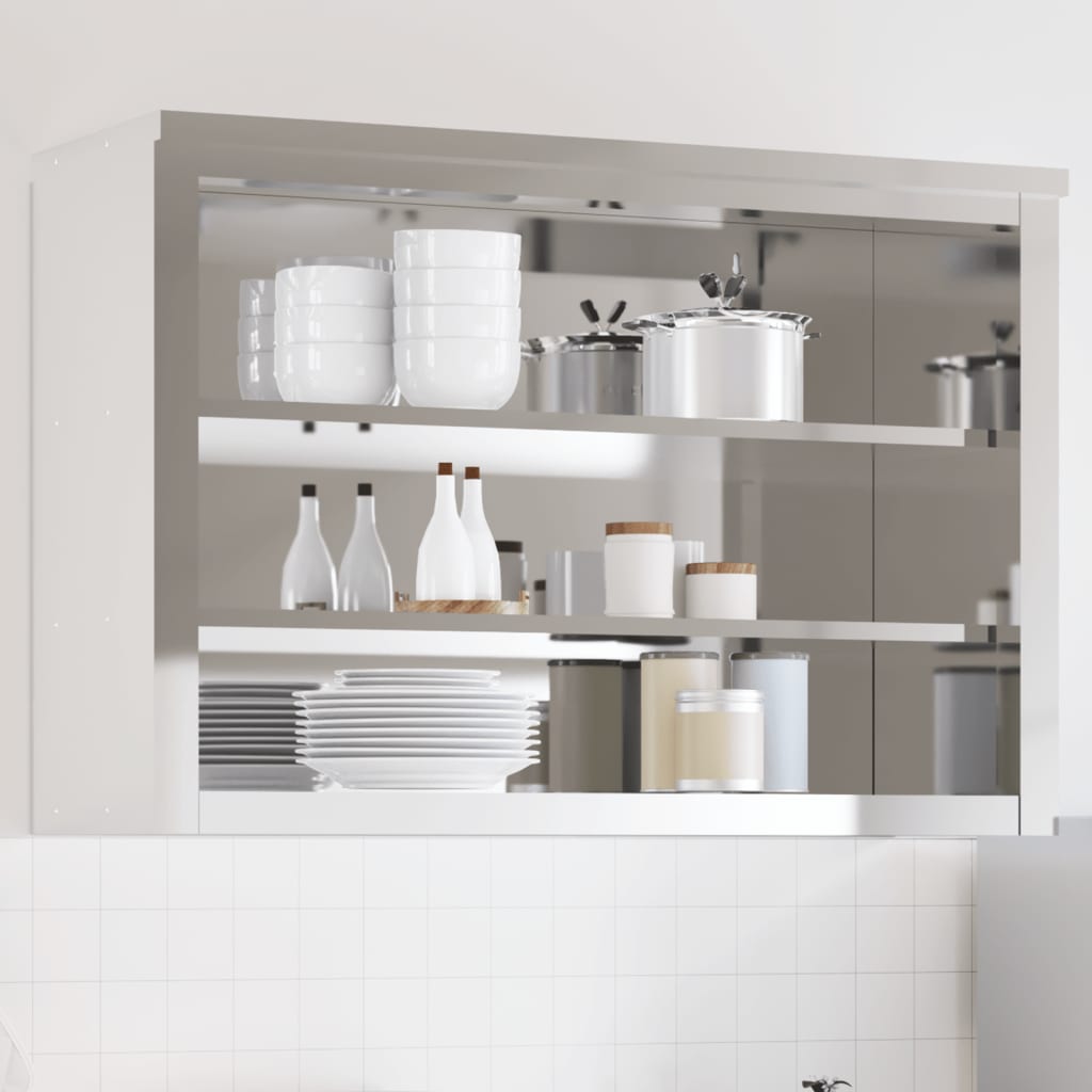 Mueble de pared de cocina VidaXL con estantes de acero inoxidable