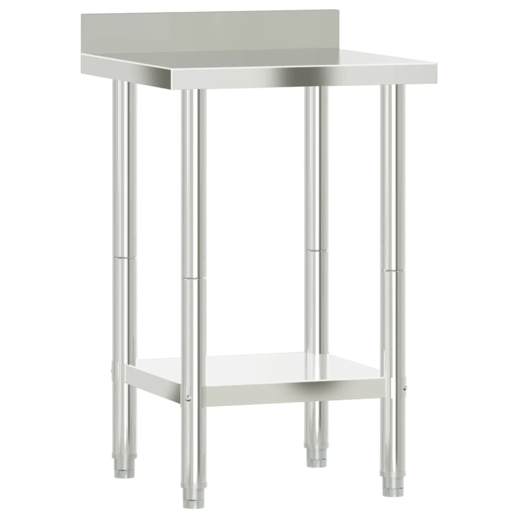 Mesa de trabajo de cocina Vidaxl con pantalla de salpicaduras 55x55x93 cm de acero inoxidable