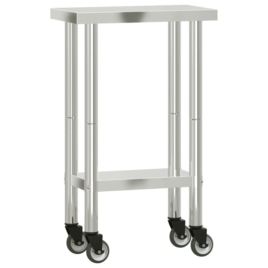 Mesa de trabajo de cocina Vidaxl con ruedas 55x30x85 cm de acero inoxidable