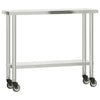 Mesa de trabajo de cocina Vidaxl con ruedas 110x30x85 cm de acero inoxidable