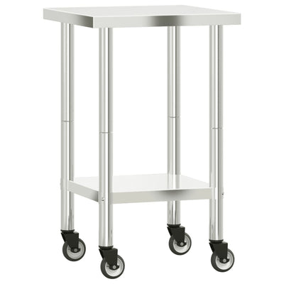 Mesa de trabajo de cocina Vidaxl con ruedas 55x55x85 cm de acero inoxidable