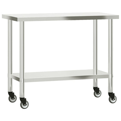 Mesa de trabajo de cocina Vidaxl con ruedas 110x55x85 cm de acero inoxidable