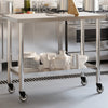 Mesa de trabajo de cocina Vidaxl con ruedas 110x55x85 cm de acero inoxidable
