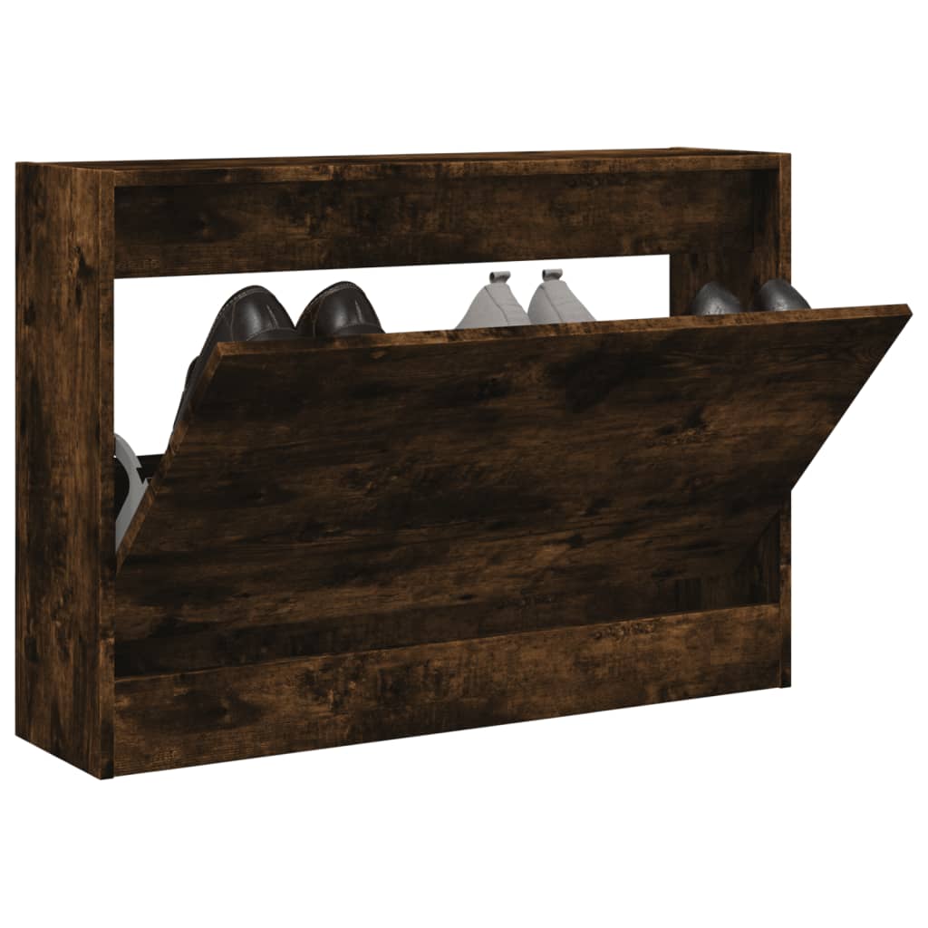 Gabinete de zapatos Vidaxl 80x21x57 cm de madera propiedad de roble ahumado