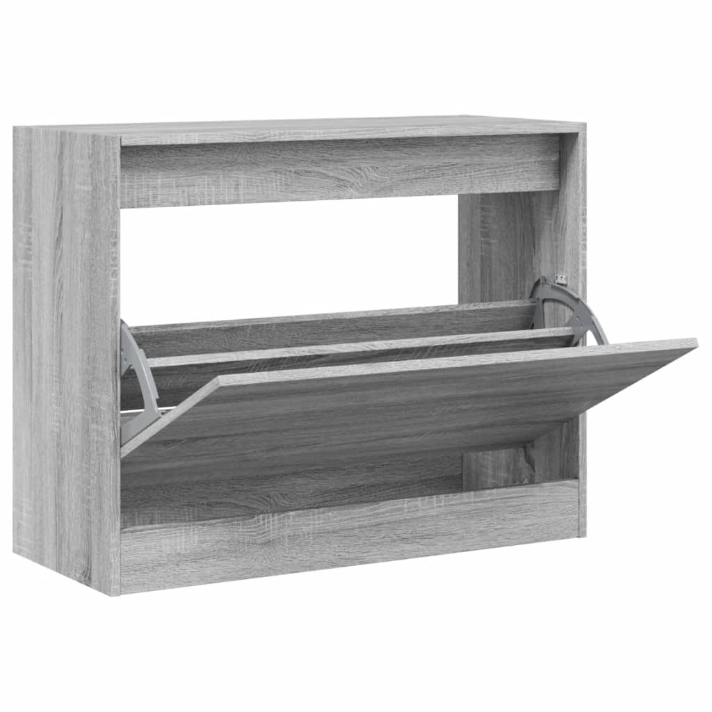 Vidaxl Cabinet da scarpe 80x34x63 cm Colore di quercia in legno grigio in legno