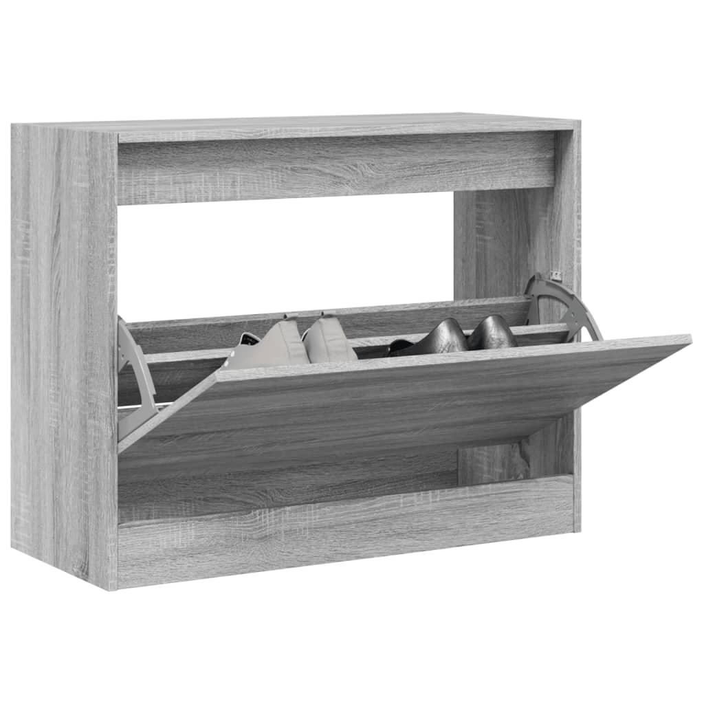 Vidaxl Cabinet da scarpe 80x34x63 cm Colore di quercia in legno grigio in legno