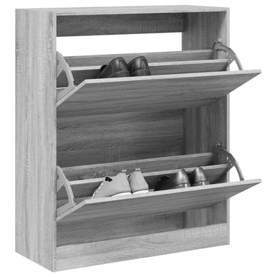 Gabinete de zapatos Vidaxl 80x34x96.5 cm Corte de madera cortada de roble gris color