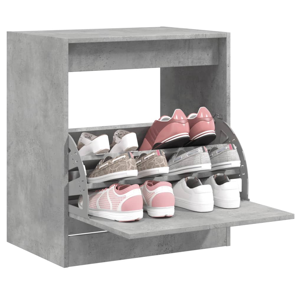 Vidaxl Cabinet da scarpe 60x42x69 cm Betongrijs in legno trasformato