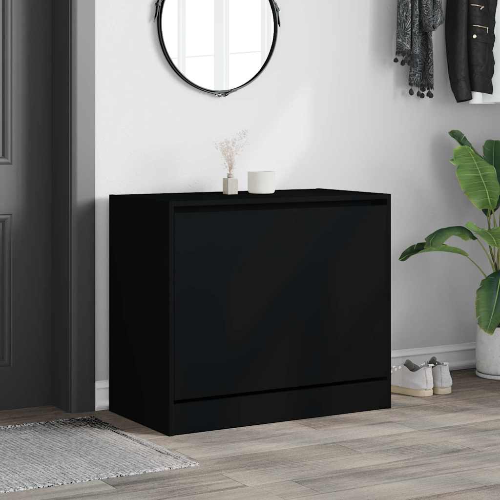 Gabinete de zapatos Vidaxl 80x42x69 CM Madera propiedad de negro