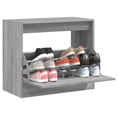 Gabinete de zapatos Vidaxl 80x42x69 CM cortada de madera gris soma coloreed