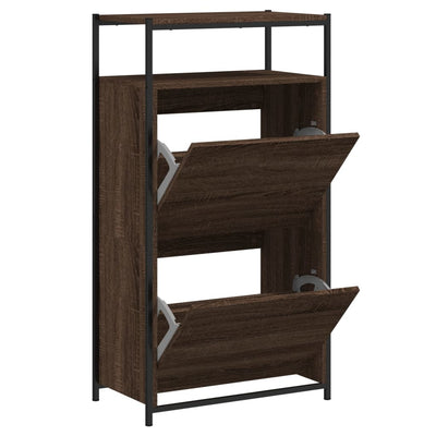 Gabinete de zapatos Vidaxl 60x34x112 CM Corte de madera marrón color marrón