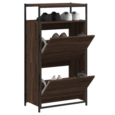 Gabinete de zapatos Vidaxl 60x34x112 CM Corte de madera marrón color marrón