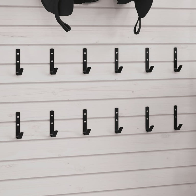 Ganci da parete VidaXL 12 pezzi a forma di J in acciaio nero