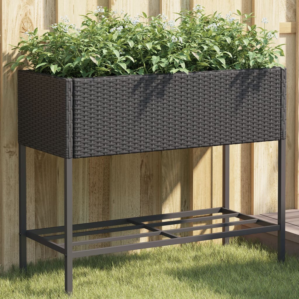 Plannet Vidaxl con Schap Poly Rattan Black