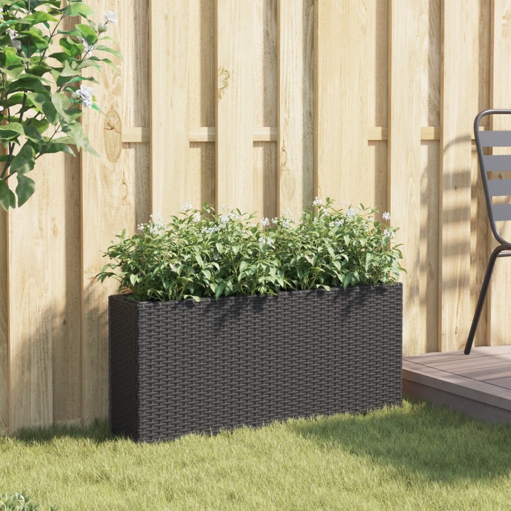 Vidaxx macetero con 2 maceteros 90x20x40 cm polirratán negro