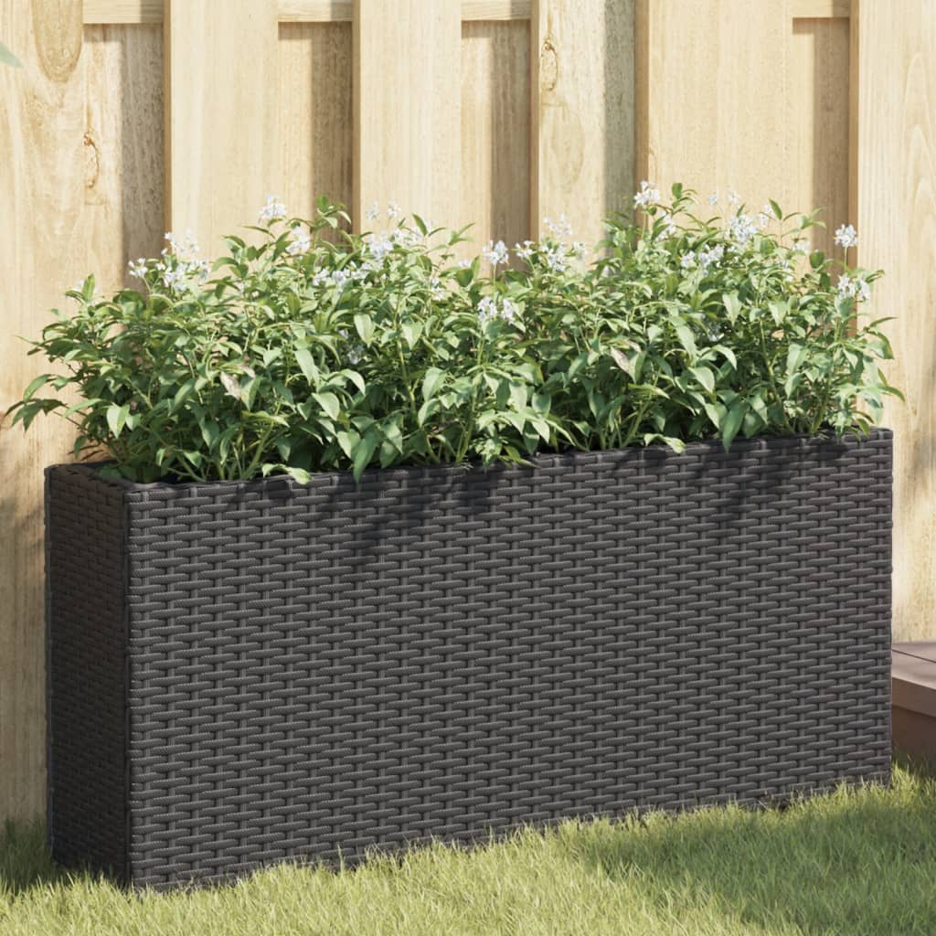 Vidaxx macetero con 2 maceteros 90x20x40 cm polirratán negro