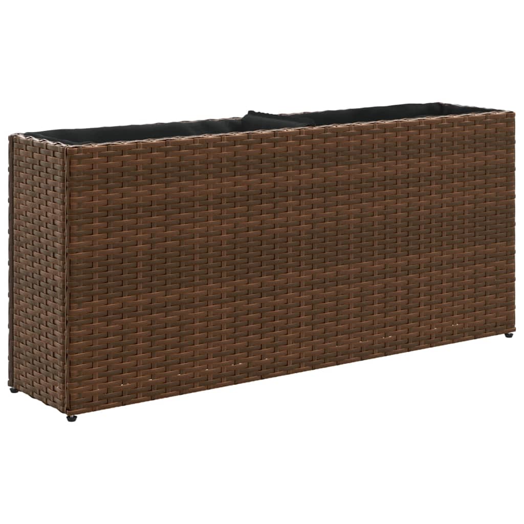 Fioriera Vidaxx con 2 vasi 90x20x40 cm in polyrattan marrone