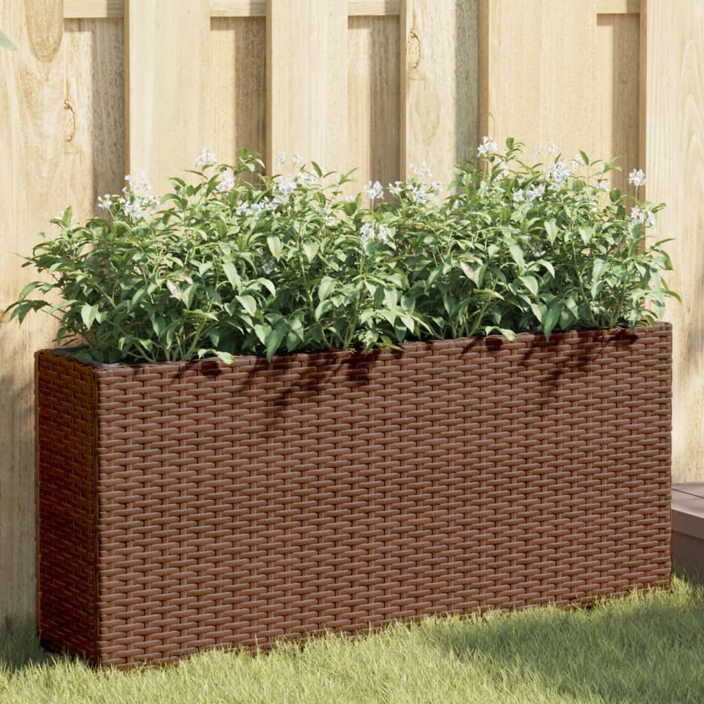 Fioriera Vidaxx con 2 vasi 90x20x40 cm in polyrattan marrone