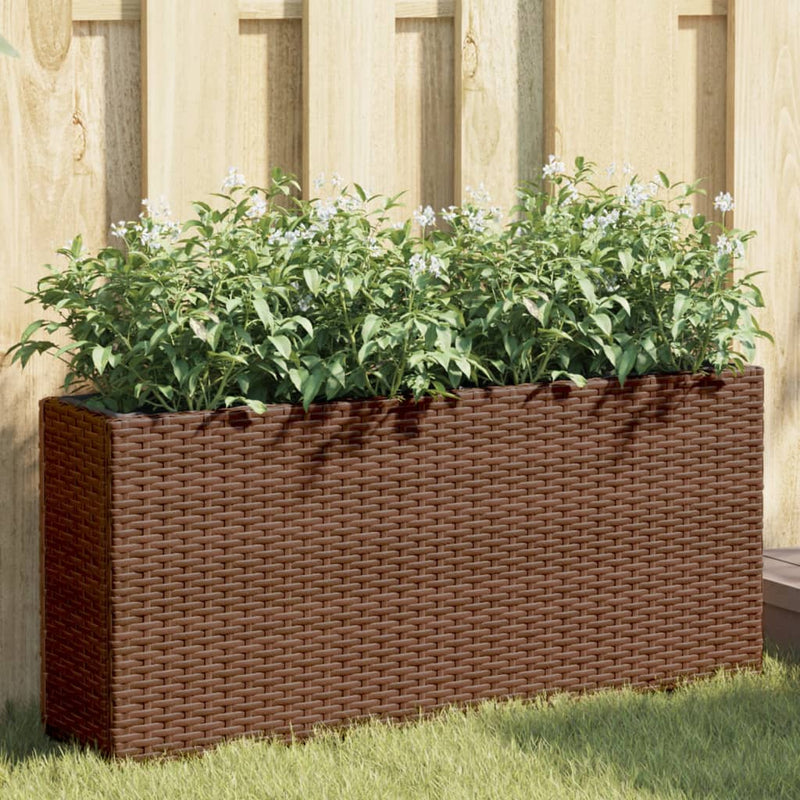 Fioriera Vidaxx con 2 vasi 90x20x40 cm in polyrattan marrone