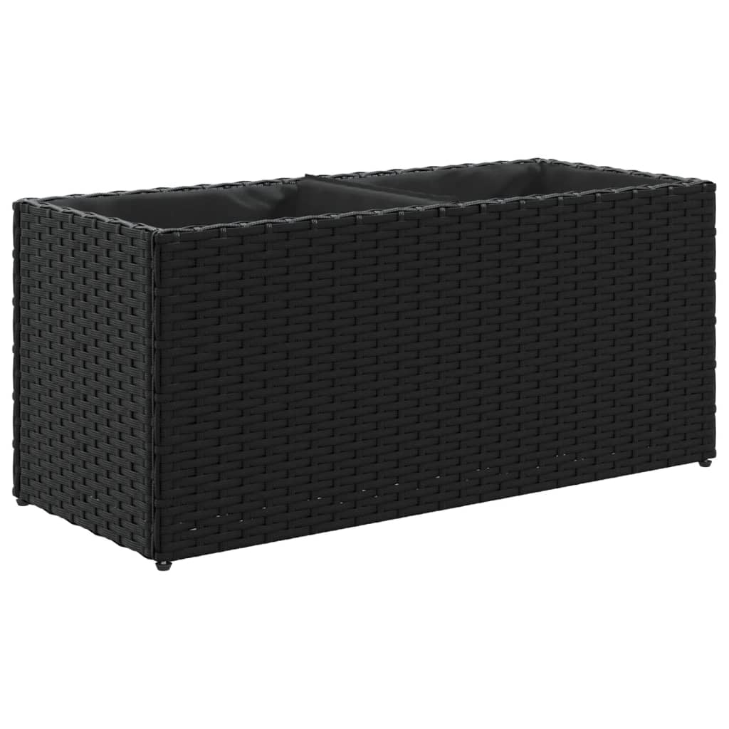 Fioriera Vidaxx con 2 vasi 72x30x32 cm polyrattan nero
