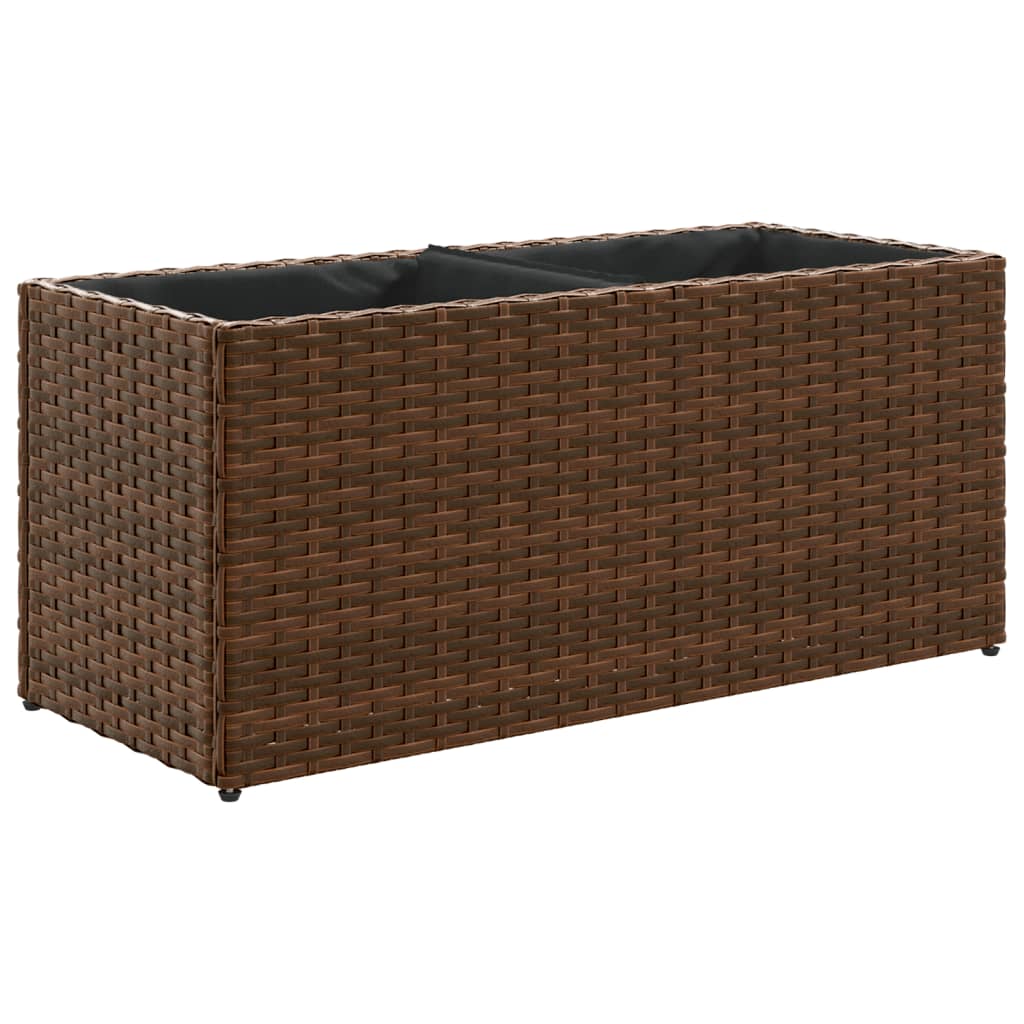 Fioriera Vidaxx con 2 vasi 72x30x32 cm in polyrattan marrone