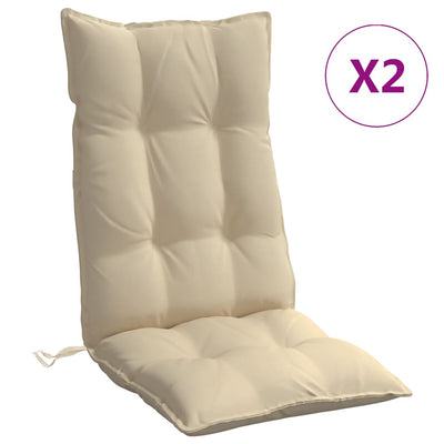 Cuscini di sedia Vidaxl 2 St High Back Oxford Fabric beige