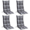 Vidaxl stoelkussens 4 st hoge rug ruitpatroon oxford stof grijs