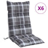 Cojines de silla Vidaxl 6 st de alto patrón de diamante de diamante oxford de tela gris