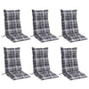 Cojines de silla Vidaxl 6 st de alto patrón de diamante de diamante oxford de tela gris