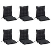 Cojines de silla Vidaxl 6 pcs tela de oxford de espalda baja negra