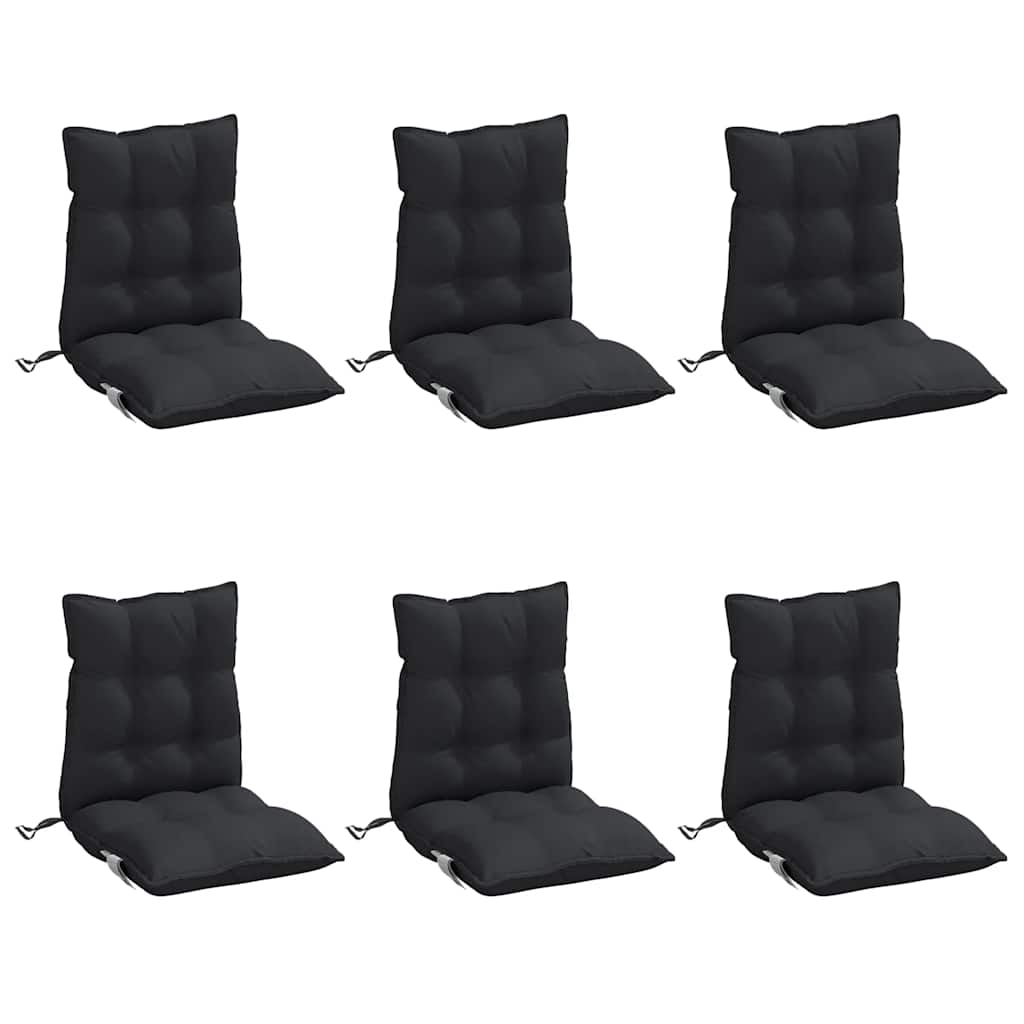 Cojines de silla Vidaxl 6 pcs tela de oxford de espalda baja negra
