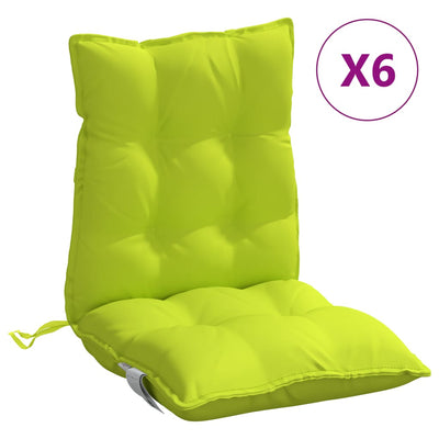 Cojines de silla de Vidaxl 6 pcs tela de oxford de espalda de color verde brillante