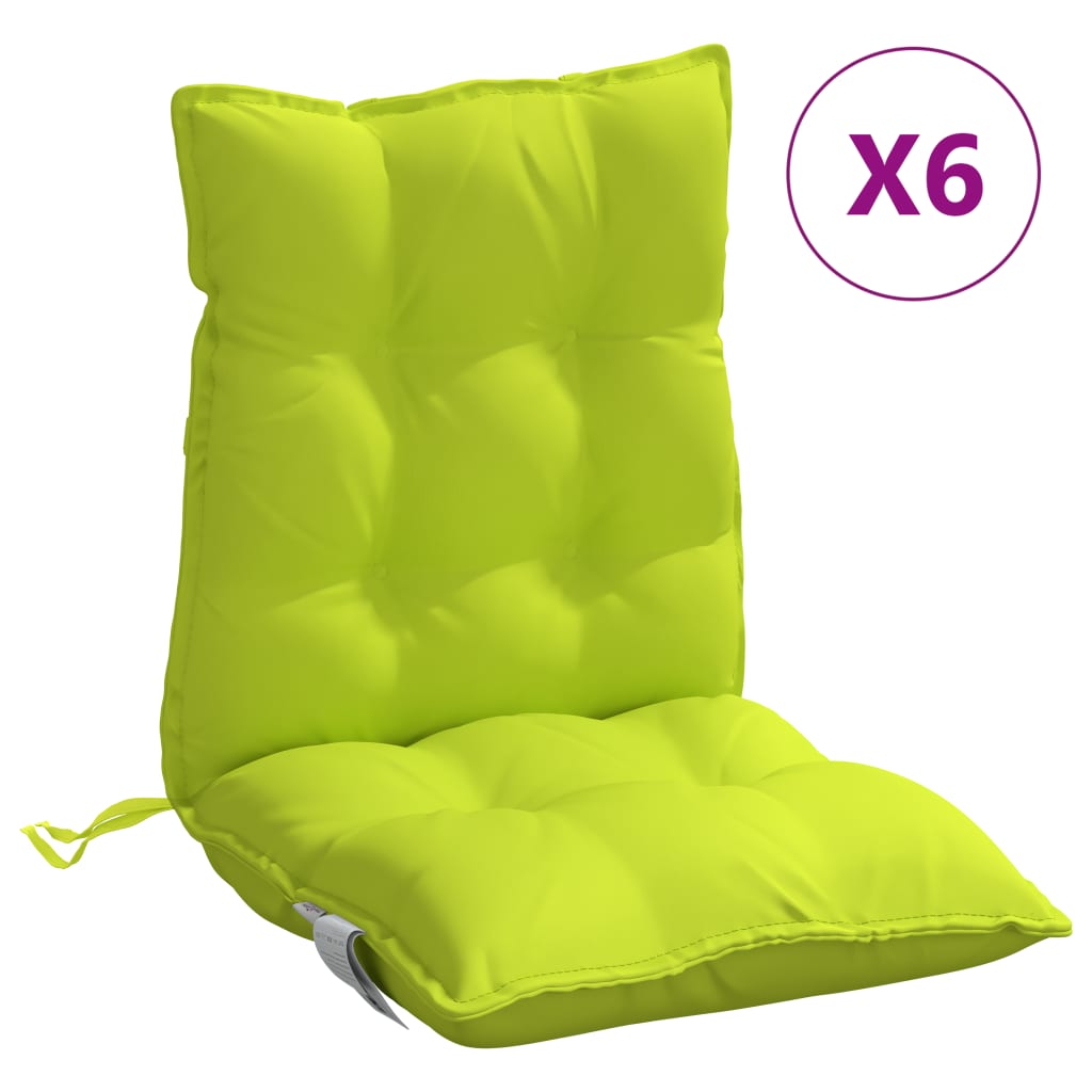 Cojines de silla de Vidaxl 6 pcs tela de oxford de espalda de color verde brillante