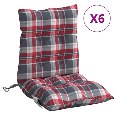 Cojines de silla Vidaxl 6 PCS Patrón de ventana baja de la espalda Oxford Fabric Red