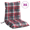 Cojines de silla Vidaxl 6 PCS Patrón de ventana baja de la espalda Oxford Fabric Red